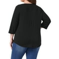 thumbnail image 3 of Agnes Orinda Plus Size Tops for Curvy Women 3/4 Sleeve Crochet Lace Detail Blouse Top Tunic Flowy Casual Shirt 1X Black, 3 of 6