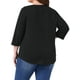 thumbnail image 3 of Blusa de mujer plus size para Pascua Agnes Orinda, con detalles de encaje de crochet, manga 3/4, estilo tunic, camiseta casual fluida, talla 1X, color negro, 3 of 6