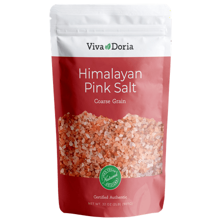 Viva Doria Himalayan Pink Salt Coarse  Grain Crystal Sea Salt, 2 lbs Certified Authentic Himalayan Salt for Grinder (Best Grinder For Himalayan Pink Salt)