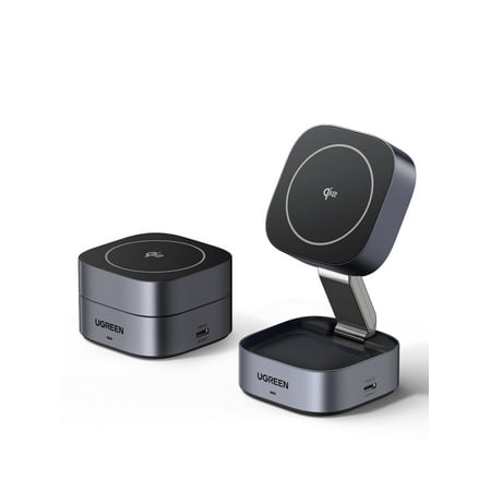 UGREEN MagFlow Qi2 Magnetic Foldable Charging Station, 2-in-1 Fast Wireless Charger for iPhone and Airpods
