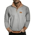 thumbnail image 2 of YLSDY Mens Corduroy Sweatshirt, Cozy Thermal Lightweight Fleece Lined Stand Collar Long Sleeve No Hood Fall Fashion Top Gray XXL, 2 of 8