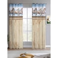 thumbnail image 2 of Western Horse Sheer Curtains 84 Inch Length 2 Panels Set for Living Room/Bedroom, Farmhouse Wooden Grain Vintage Cowboy Barn Door Kitchen Curtains Grommet Curtains Window Treatments 42"x84"x2, 2 of 7
