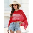 thumbnail image 4 of longantii Women Sheer Poncho Top Lightweight Beach Cover Up Summer Knit Mesh Shawl Red XL, 4 of 6