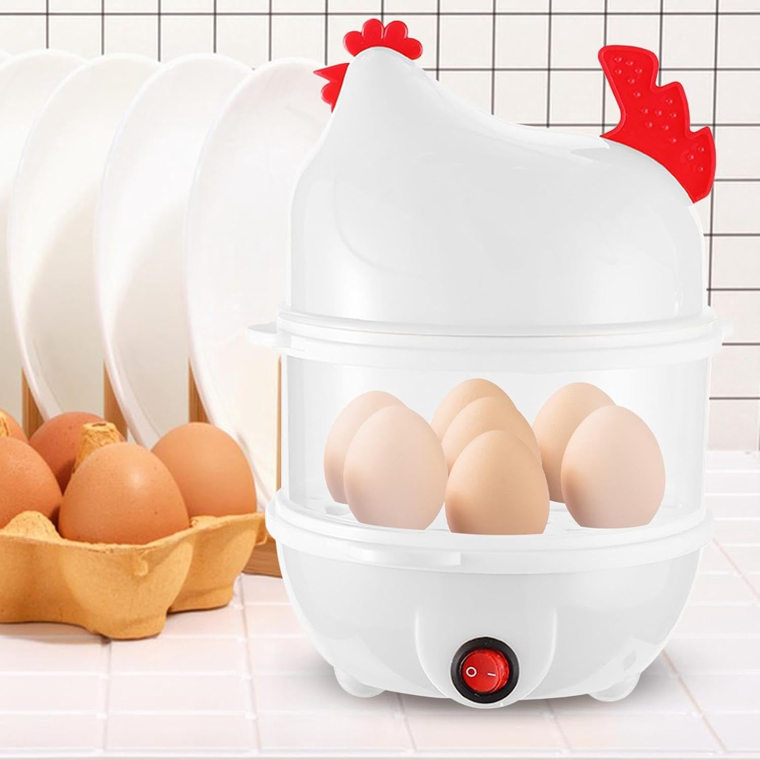 Egg Cooker - 7-Hole Electric Double Layer Chicken | Rapid Egg Cooker Cooking Steamer - for Home Restaurant Apartment Dorm Hotel Corn Bun Sweet Potato Milk