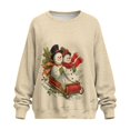 thumbnail image 5 of SCRAWLGOD Christmas Day Women Pullover Long Sleeve Crew Neck Sweatshirts Drop Shoulder Comfortable Casual Tops Loose Fit Clothes for Shopping Running, Snowman Sled Print Beige, M, 5 of 7