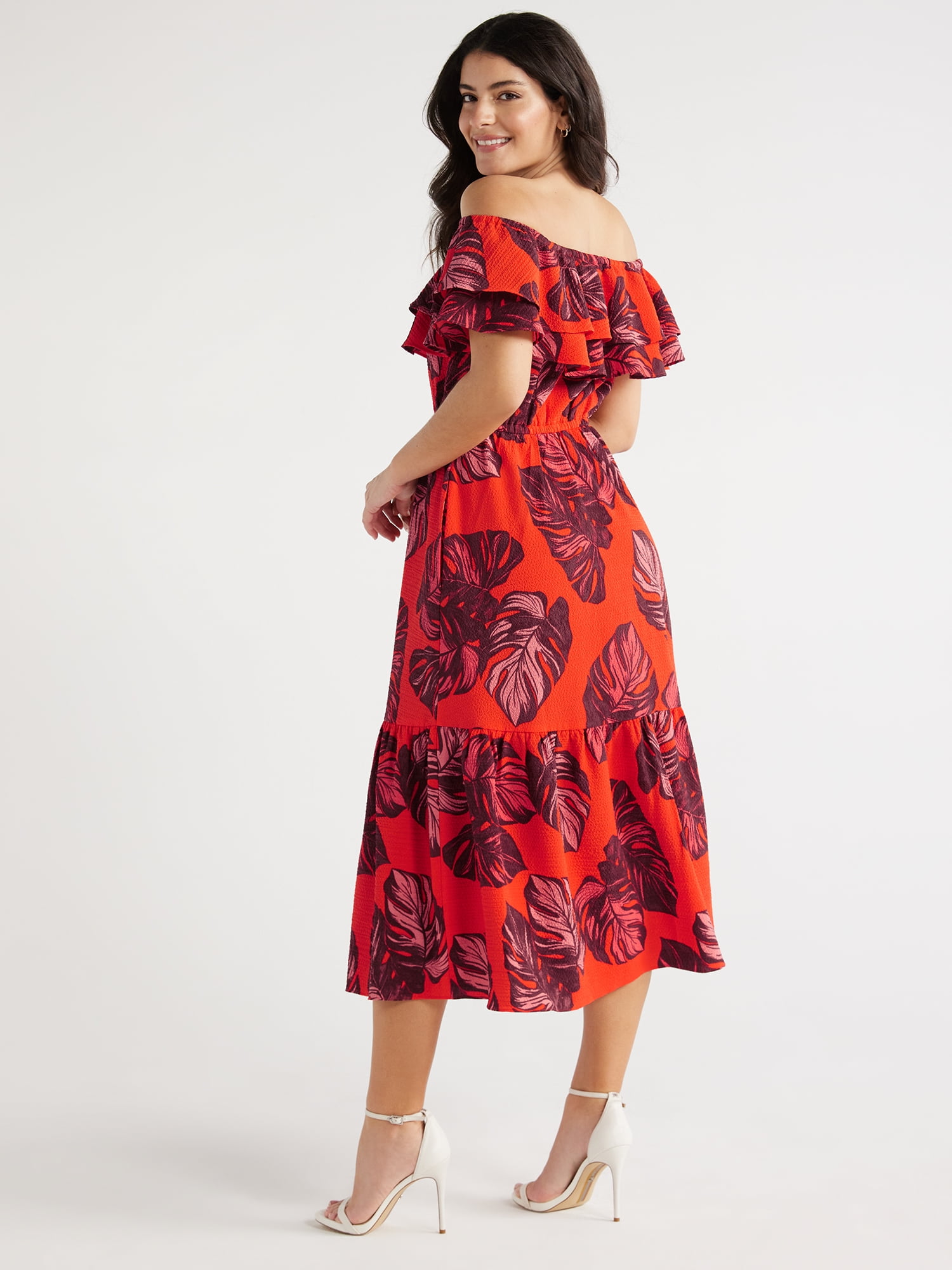 Sofia by Sofia Vergara Women's Ruffle Off Shoulder Maxi Dress, Above Ankle Length, Sizes XS-XXXL