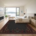 thumbnail image 3 of ODIKA 9'x12' Washable Area Rug Non-Shedding, Easy Care Dark Red Gold Gothic Floral Design Intricate Baroque Motif with Ornate Borders for Master Suite, California King, Under Bed, 3 of 7