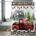 thumbnail image 2 of Christmas Trucks Bathroom Shower Curtain Xmas Car with Gifts Plaid Retro Tree Forest Waterproof Washable Shower Curtains for Bathtub Bath Decor with Grommets and Hook 72 X 72 Inch, 2 of 8