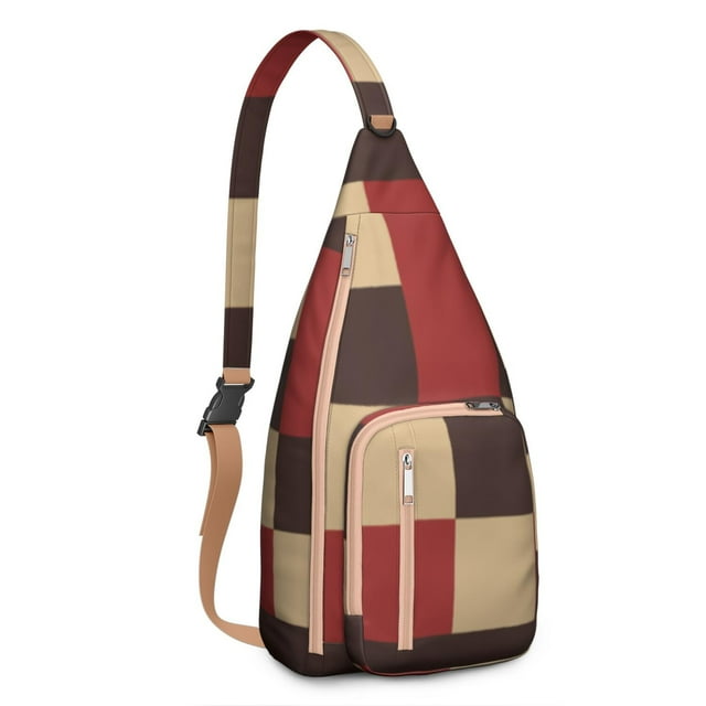 Modern Abstract Sling Backpack - Clean Line Geometric Print Crossbody Bag, Fashionable Water-Resistant Daypack