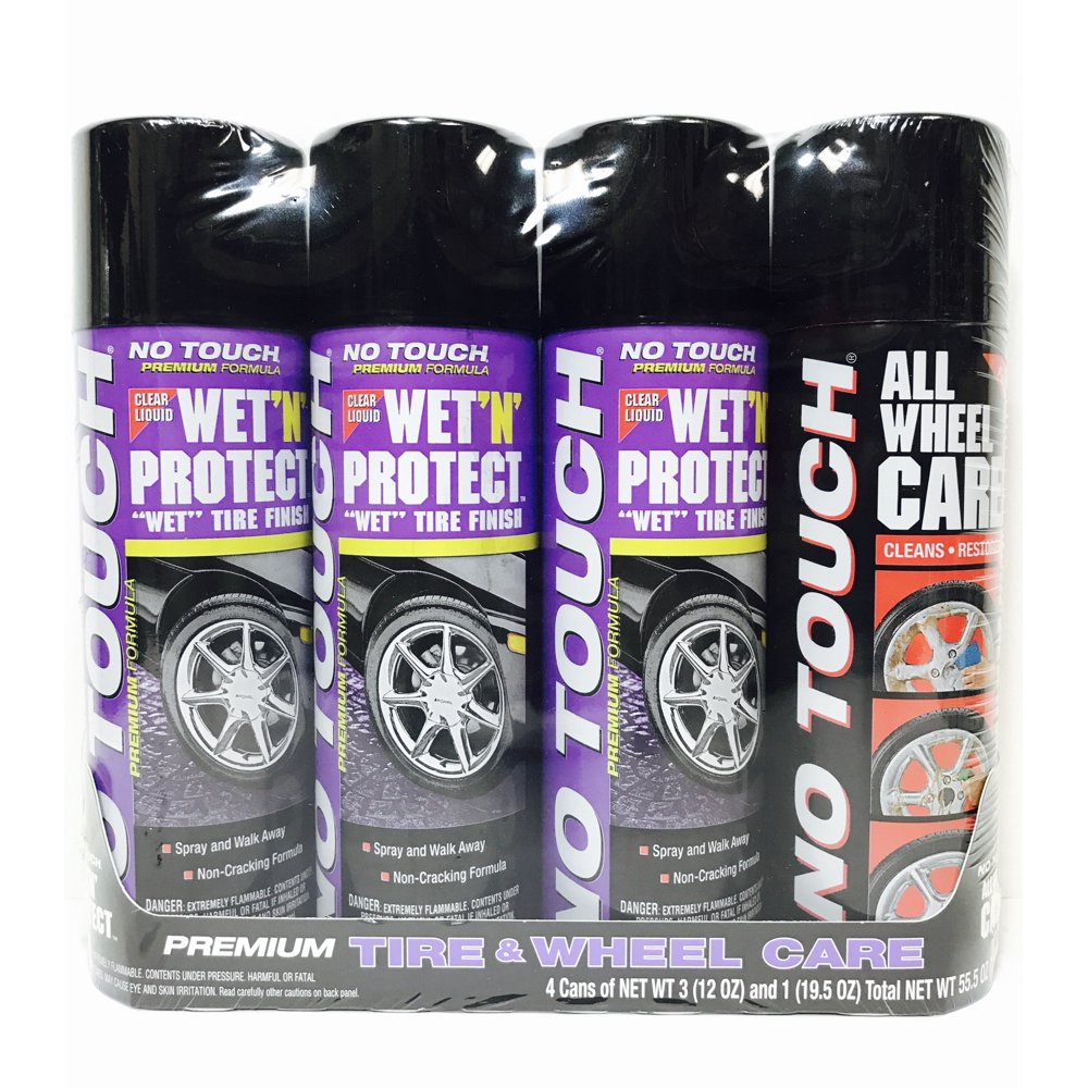 Wet N Protect No Touch Premium 4 Pack Tire & Wheel Care Set 4 Cans