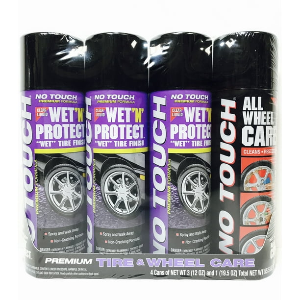 Wet N Protect No Touch Premium 4 Pack Tire & Wheel Care Set 4 Cans