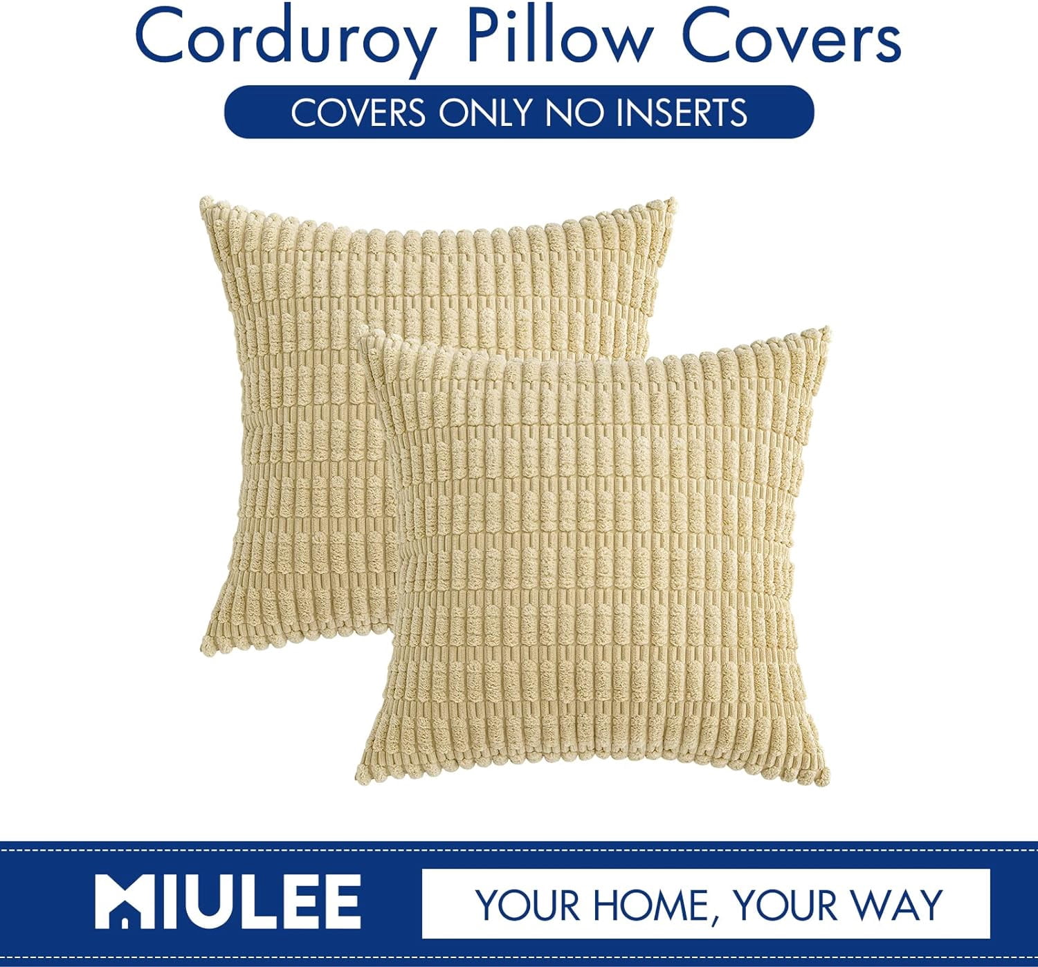 Wehilion Pack of 2 Corduroy Decorative Throw Pillow Covers Soft Boho Striped Pillow Covers Modern Farmhouse Christmas Home Decor for Sofa Living Room Couch Bed