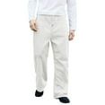 thumbnail image 4 of Straight Leg Pants for Men Casual Elastic Waist Drawstring Track Pants Solid Color Sweatpants with Pockets, White, 2XL, 4 of 4