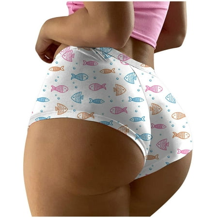 GHSOHS Womens Underwear Panty Womens Thong Lingerie for Women Women s Fashion Sexy High Wais Underwear Printed Seamless Breathable Underwear Sexy Briefs Panties Underpants Hipster Panty Blue Brie S
