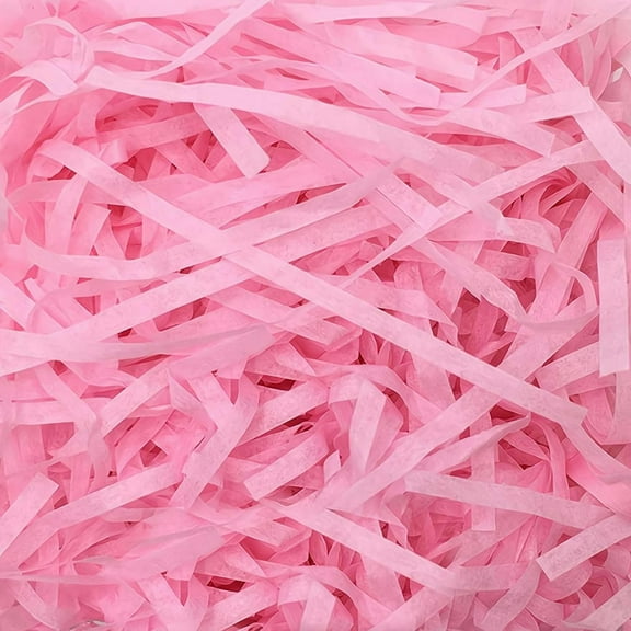 Easter Raffia Grass Paper Shred, Easter Cut Paper Shred Filler Recyclable Gift Wrap Confetti Raffia Grass Shred Paper for Gift Wrapping Basket and Gift Box Filling (Pink 100G)