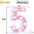 thumbnail image 4 of Lámpara decorativa Pooqla Pink Glitter número 5, funciona con pilas, 4 of 6