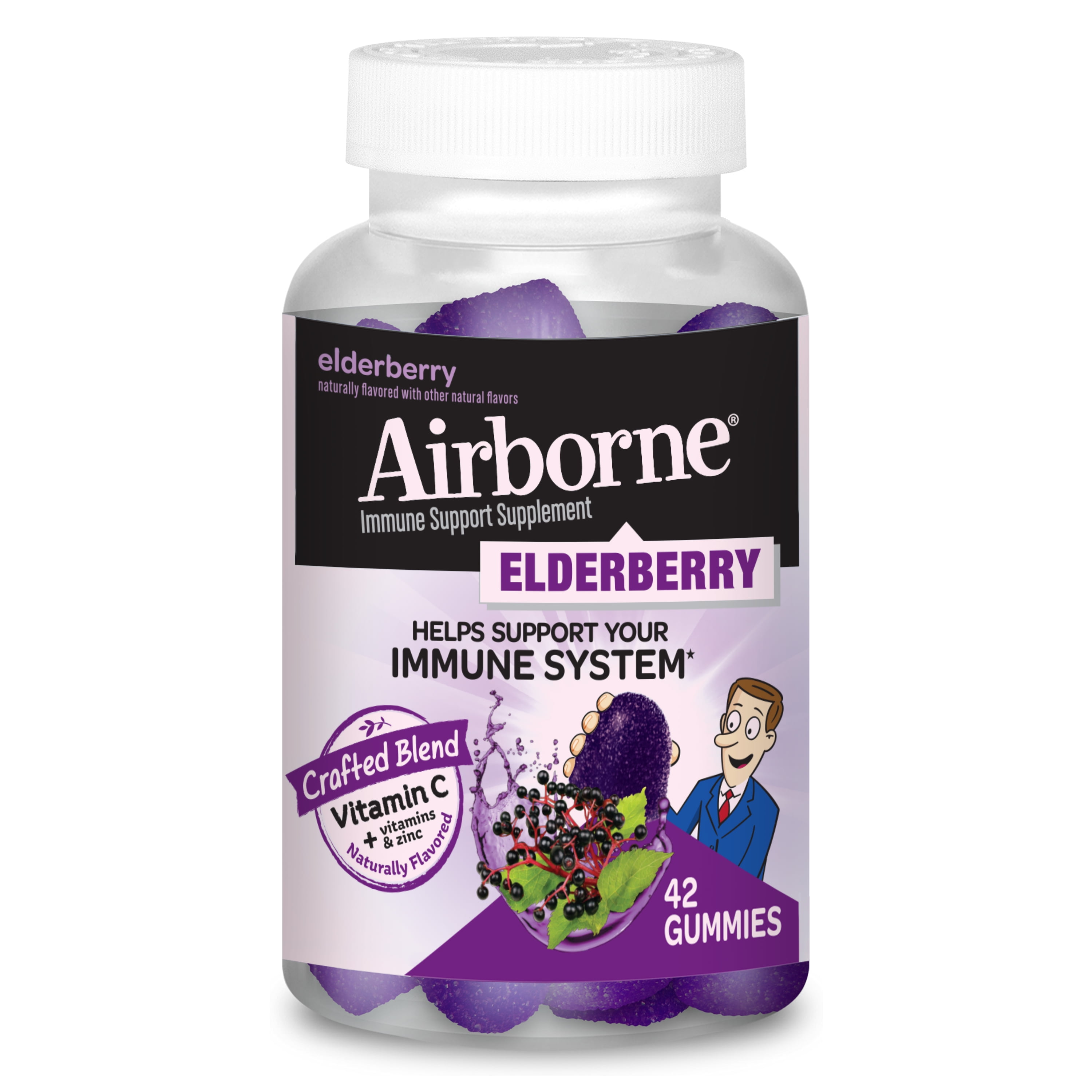 Airborne Elderberry + Vitamin C & ZINC Immune Support Gummies, Gluten