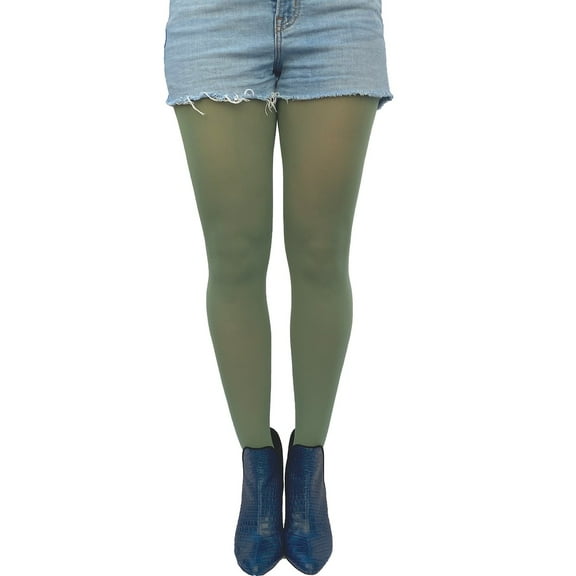 Leaf Green Opaque Tights Plus Size for Women - from XL to 5XL