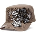 thumbnail image 2 of Top Headwear Studded Cross Distressed Cadet Cap - Khaki, 2 of 3