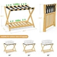thumbnail image 2 of BAMBOOHOMIE 2-Pack Bamboo Luggage Rack with Shelf, Folding Suitcase Luggage Stand for Guest Room or Hotel, Wide Heavy-Duty Luggage Holder, Natural, 2 of 6