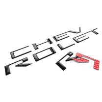 BDTrims Tailgate 3D Domed Raised Letters Compatible with 2019-2024 Silverado Models (Black with Silver Outline)