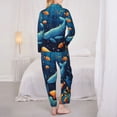 thumbnail image 3 of KLL Whimsical Underwater Fantasy Print Women's Long Sleeve Pajamas with Pants Sleepwear Loungewear 2 Set-Medium, 3 of 8