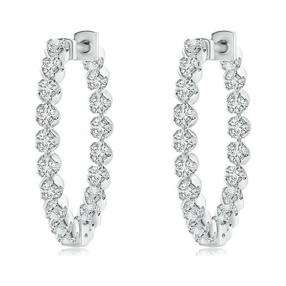 ANGARA Natural Diamond Hoop Earrings in 14K White Gold for Women (Size-1.8mm| Color-H| Clarity-SI2) | April Birthstone, Anniversary, Jewelry Gift for Women | Natural Diamond Earrings