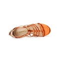 thumbnail image 4 of BLISSFUL STEP Women's Shoes Strappy Roman Block Heel Sandals Orange 7, 4 of 7