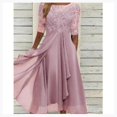 thumbnail image 4 of Robe en Dentelle Appliquée Midi Manches Courtes Robes de Soirée Décontractées Robe Assortie pour Mariage, 4 of 5