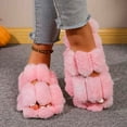 thumbnail image 2 of Women's Cozy Winter Slippers Fuzzy Plush Slip On Design New Double Bar Slippers Home Gradient Candy Color Indoor Ladies Slippers, 2 of 9