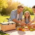 thumbnail image 4 of Insulated Collapsible Picnic Basket - Red & White Gingham - Portable Cooler Tote with Aluminum Handle for Camping, Beach & Outdoor Parties (1pc), 4 of 7