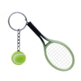 thumbnail image 4 of CRAFTHROU 1Set Mini Tennis Racket Keychain Green PVC Tennis Keychain Diy for Car Bag Pendant, 4 of 6