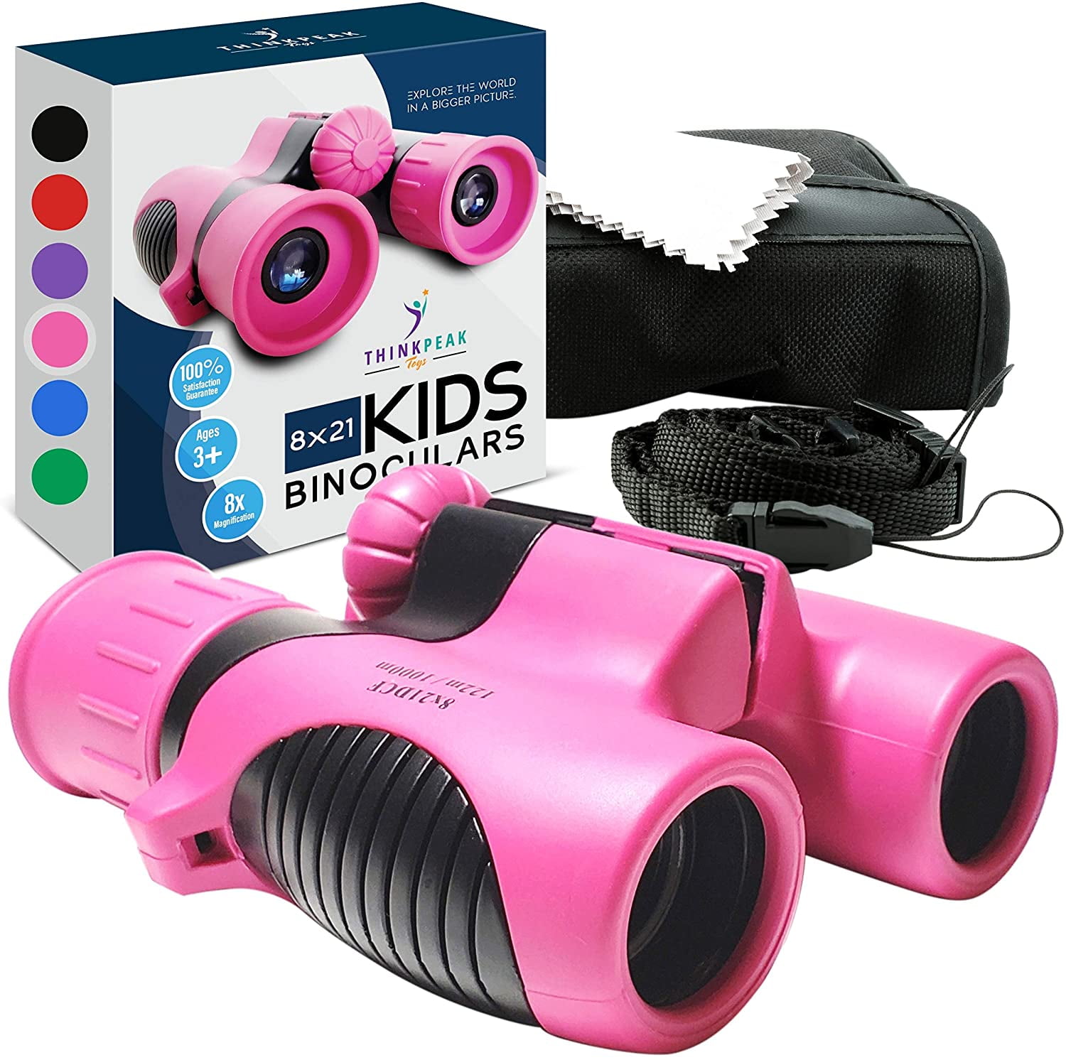 Kids Binoculars Green or Pink Vibrant Color Options Boys Girls 