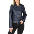 thumbnail image 1 of KOGMO Women's Snake Embossed Vegan Leather Moto Jacket with Belt, 1 of 5