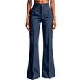 thumbnail image 5 of cocolona Womens Business Casual High Waist Dress Pants Elastic Waist Straight Wide Leg Commute Striped Pants with Pockets, 5 of 5
