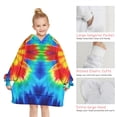 thumbnail image 6 of Colorful Tie Dye Flowe Blanket Hoodies for Kids 6-13YR Oversize Wearable Blanket Hoodies for Boys Girls Teens, 6 of 7