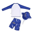 thumbnail image 2 of Sunnyoo Big Boys UPF 50+ Quick Drying Swimsuit Shark Print Long Sleeve Rash Guard Shorts Hat 3Pcs Set, 2 of 8