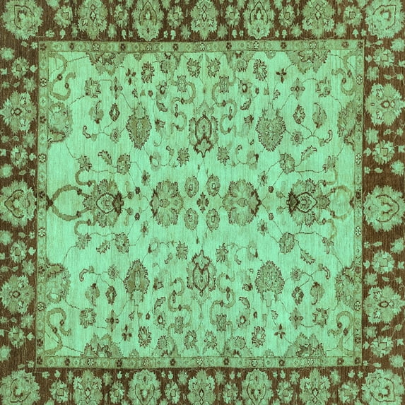 Ahgly Company Indoor Square Oriental Turquoise Blue Traditional Area Rugs, 4' Square