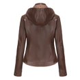 thumbnail image 4 of Besolor Leather Hooded Jacket for Women Classical Long Sleeve Zip-Up Slim Motorcycle Biker Coat Lightweight Fall Outwear, 4 of 7