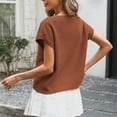 thumbnail image 6 of Gtoiithly Womens Summer Short Sleeve Tops Crew Neck Pullover Sweaters Cap Sleeve Loose Dressy Casual Blouse Basic Clothes Brown L, 6 of 8