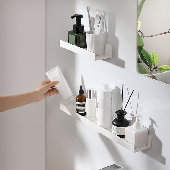 No Drilling Wall Mounted Bathroom Shelf Plastic Wall Storage Organizer for Shower Kitchen Living Room