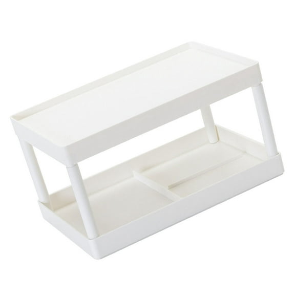 AntiGuyue 1Pc White Cosmetic Storage Shelf Double Layer Desktop Organizer Stand with PP Material