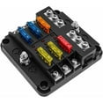 thumbnail image 1 of Caja de fusibles de 6 vías y 12V, portafusibles, bloques de fusibles con 16 fusibles, 6 luces indicadoras LED, cubierta protectora para coche, barco, camión marino, SUV JAMW Sencillez, 1 of 5