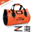 thumbnail image 1 of TFixol 48L Waterproof Motorcycle Tail Bag with Reflective Design, Multi-Purpose Travel Luggage for Outdoor Adventures, Orange PVC Material, Quick Release Straps, Roll Top Closure, 1 of 6