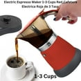 thumbnail image 2 of Bene Casa - Electric Espresso Maker 1-3 Cup Red, Cafetera Electrica Roja de 3 Tasa Model BC-95514., 2 of 8