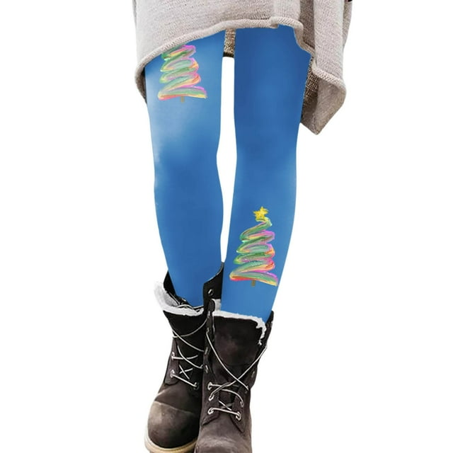 Zhanying Leggings de Noël pour Femmes Rouges Respirants Résistants aux Plis Leggings d'Entraînement pour Femmes avec Poches Bleu TG