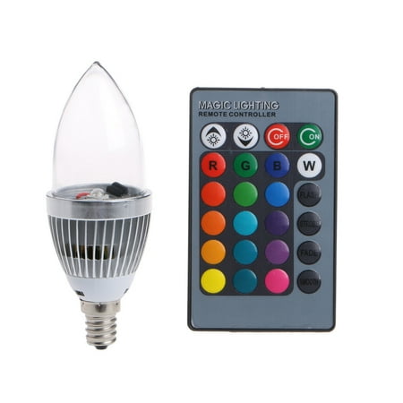 

HOTYA E12 3W RGB LED 15 Colors Changing Candle Light Bulb Lamp for w/Remote Control AC