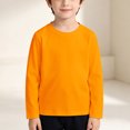 thumbnail image 2 of Ulanda Girls Long Sleeve T Shirts Toddler Kids Basic Crew Neck Tees Cotton Layering Tops (Orange, 3-4 Years), 2 of 9