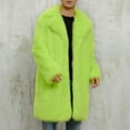 thumbnail image 7 of Men's Faux Fur Coat Mid Length Notch Lapel Collar Fluffy Jacket Long Trench Coat Cardigans Winter Warm Outerwear (3XL, Green), 7 of 7