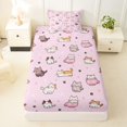 thumbnail image 3 of Homewish Cartoon Pet Cat Twin Sheets,Lovely Animals Bedding,Pink,3pcs,1 Fitted Sheet and 1 Pillowcase, 3 of 6